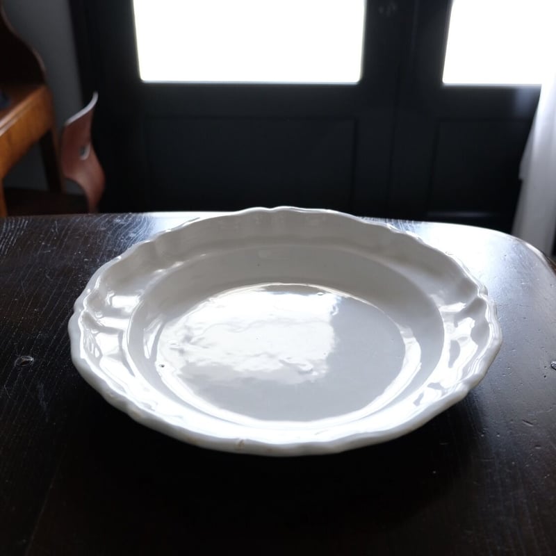 ムスティエ Moustiers 花リム 大皿 丸皿 φ31.6cm アンティーク 050151