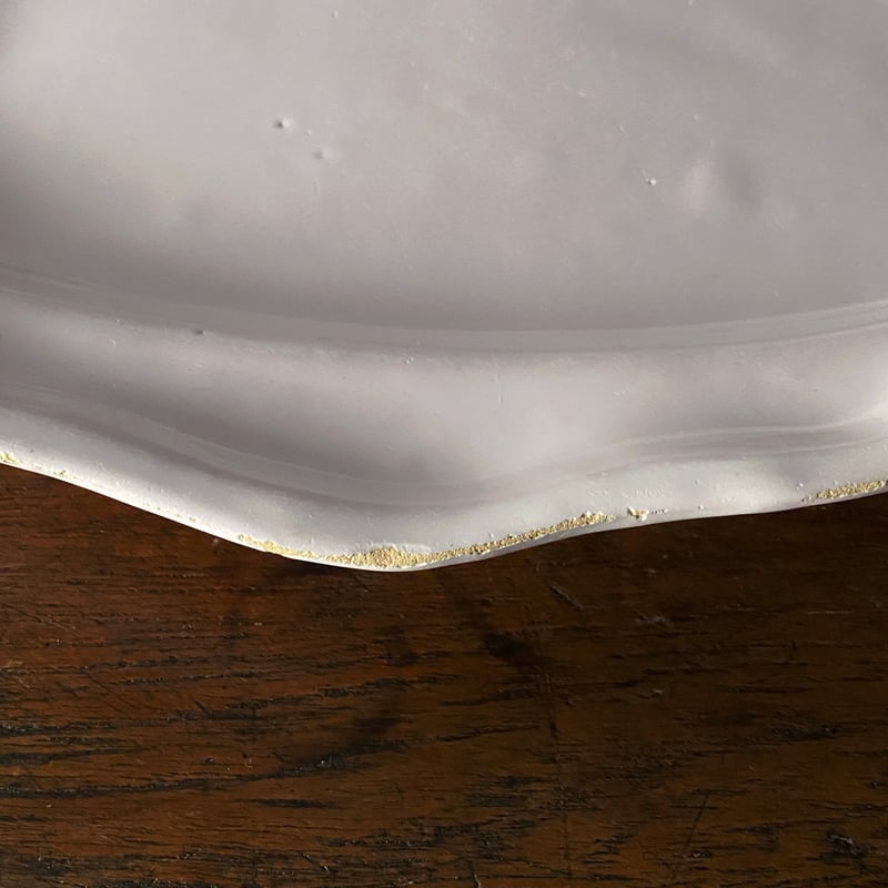 フランス　アンティーク　ムスティエ　白釉　オーバル Moustiers ムスティエ 白釉 花リム オーバル皿 楕円皿 34.5cm フランス