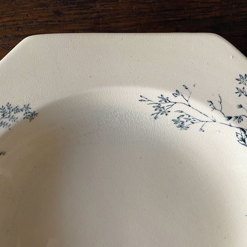 【美品】 オクトゴナル プレート 深皿 イギリスアンティーク フランス ミントン 1800年代後期 イギリス M&C ボタニカル柄 オクトゴナル深皿