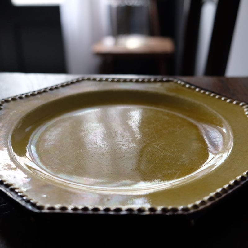 ヴァロリス 窯 オクトゴナル マスタード 色 プレート ヴィンテージ