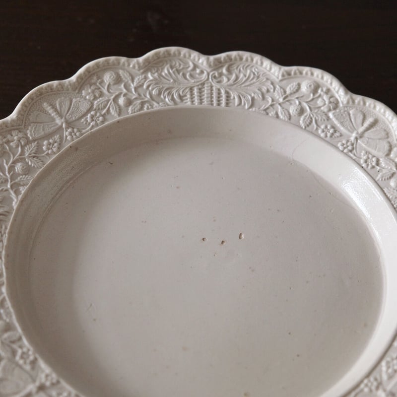 イギリス 塩釉炻器 salt glazed stoneware レリーフ皿 平皿 リム皿 φ2