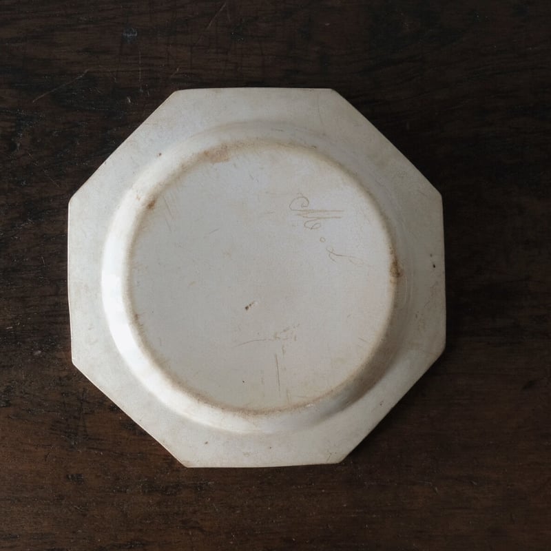 モントローMontereau オクトゴナル皿 グリザイユ アンティーク b
