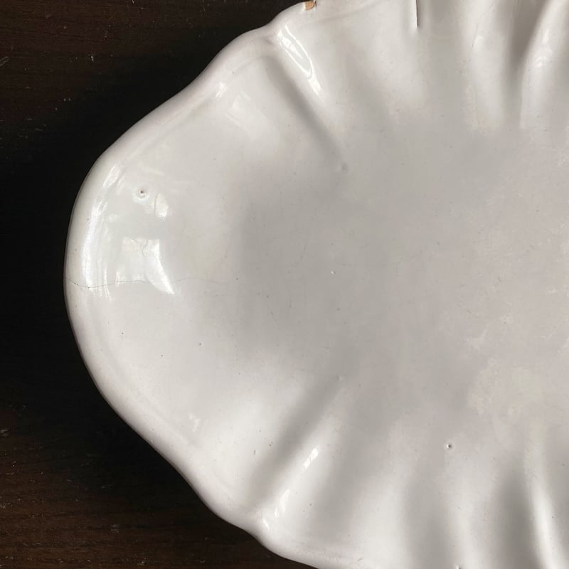 花リム ムスティエ Moustiers 白釉 南仏 Moustiers ムスティエ 白釉 花リム オーバル皿 楕円皿 34.5cm
