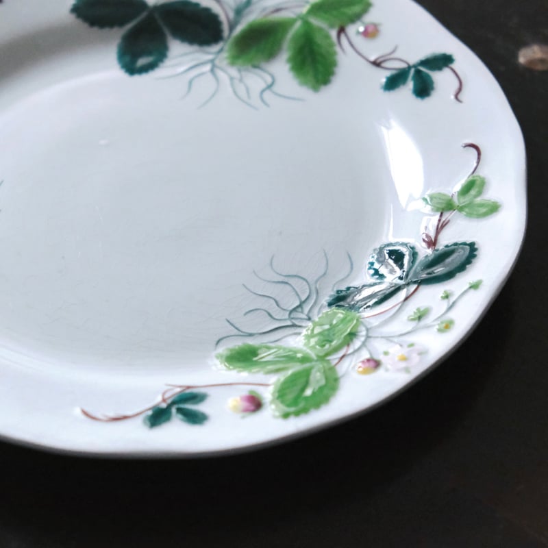 Creil&Montereau Fraise ジョルジュサンド 彩色 いちご レリーフ皿 平皿