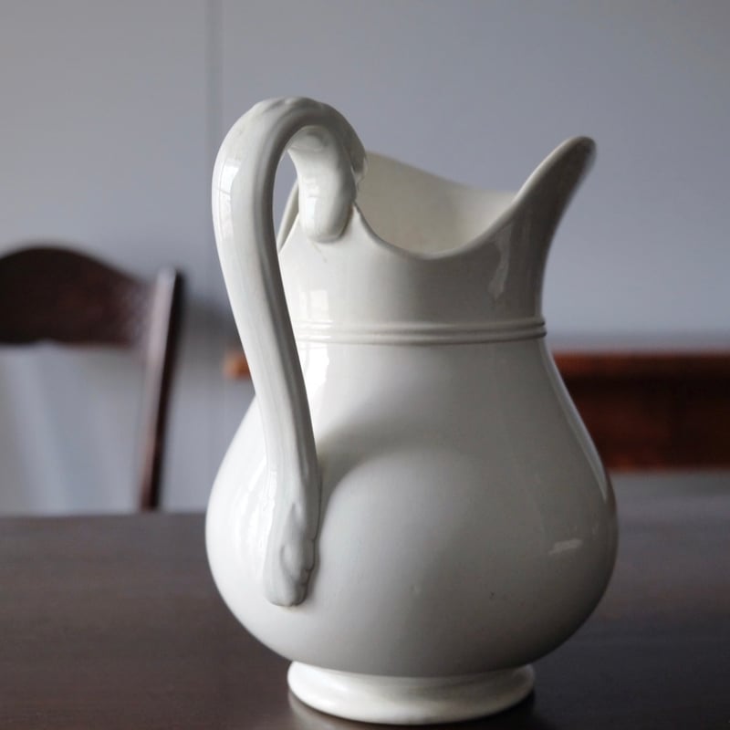 Sarreguemines サルグミンヌ 白 ピシェ h21.5cm フランス アンティーク