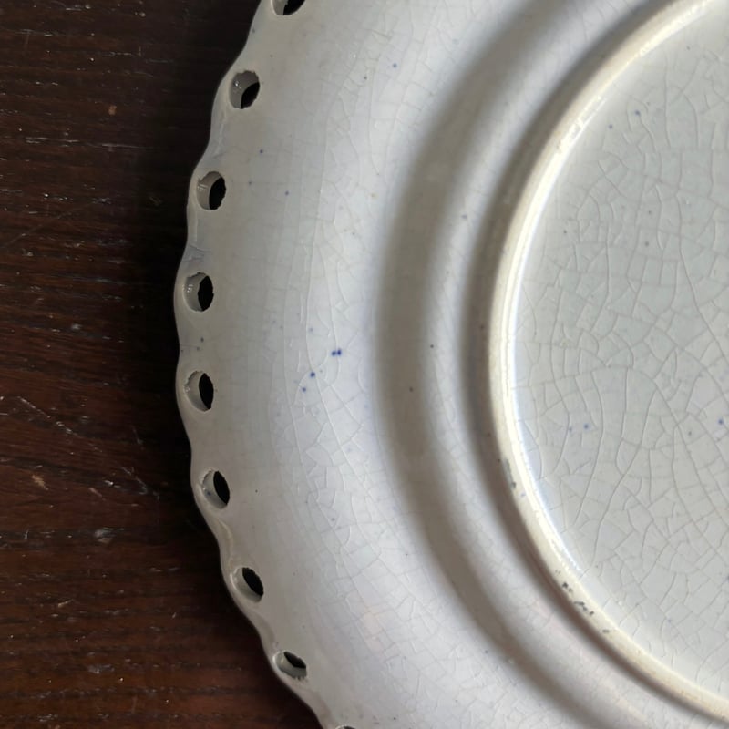 フランス 窯不明 パニエ皿 平皿 デザート皿 グリザイユ φ19.8cm