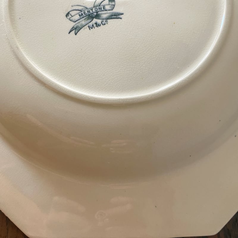 1800年代後期 イギリス M&C ボタニカル柄 オクトゴナル深皿