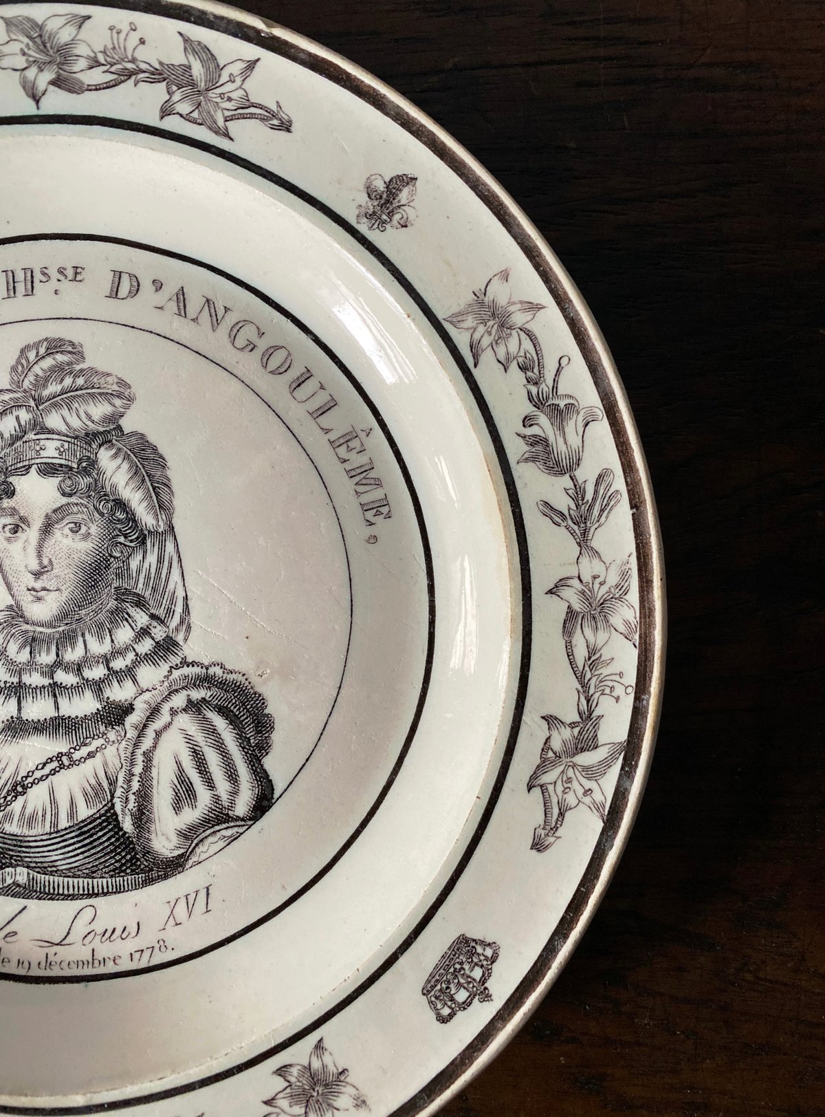 Choisy le Roi ショワジールロワ 肖像 グリザイユ皿 フランス王族 φ21
