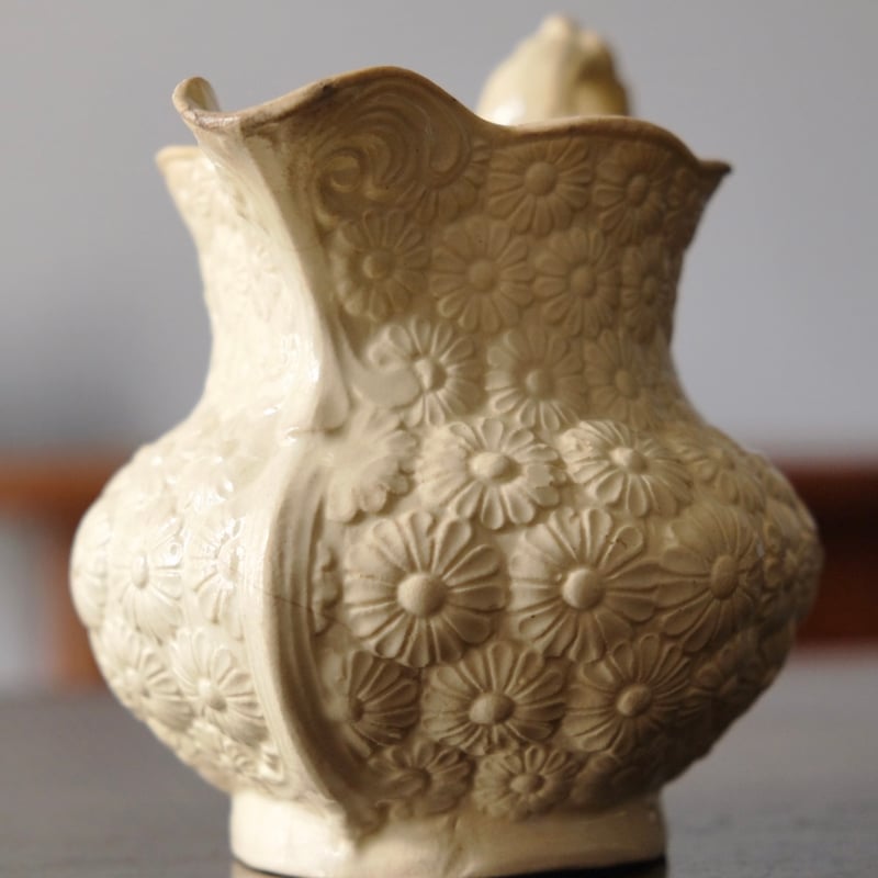 レア・希少】ボルドー窯 マーガレットレリーフ蓋付きピシェ フランス