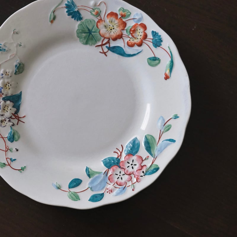 Creil & Montereau レリーフ皿 彩色皿 平皿 φ21.5cm クレイユモントロ