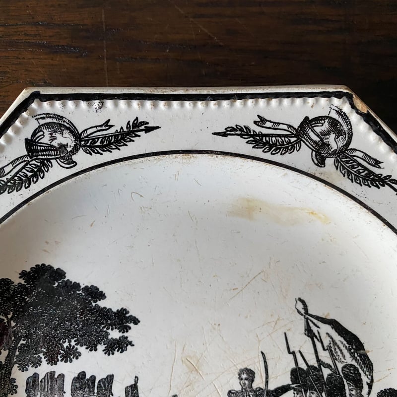 モントロー Montereau オクトゴナル皿 グリザイユ アンティーク a