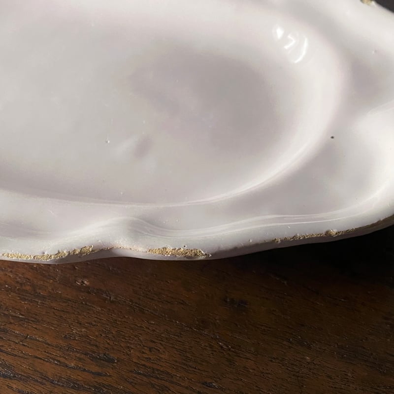 Moustiers ムスティエ 白釉 花リム オーバル皿 楕円皿 34.5cm