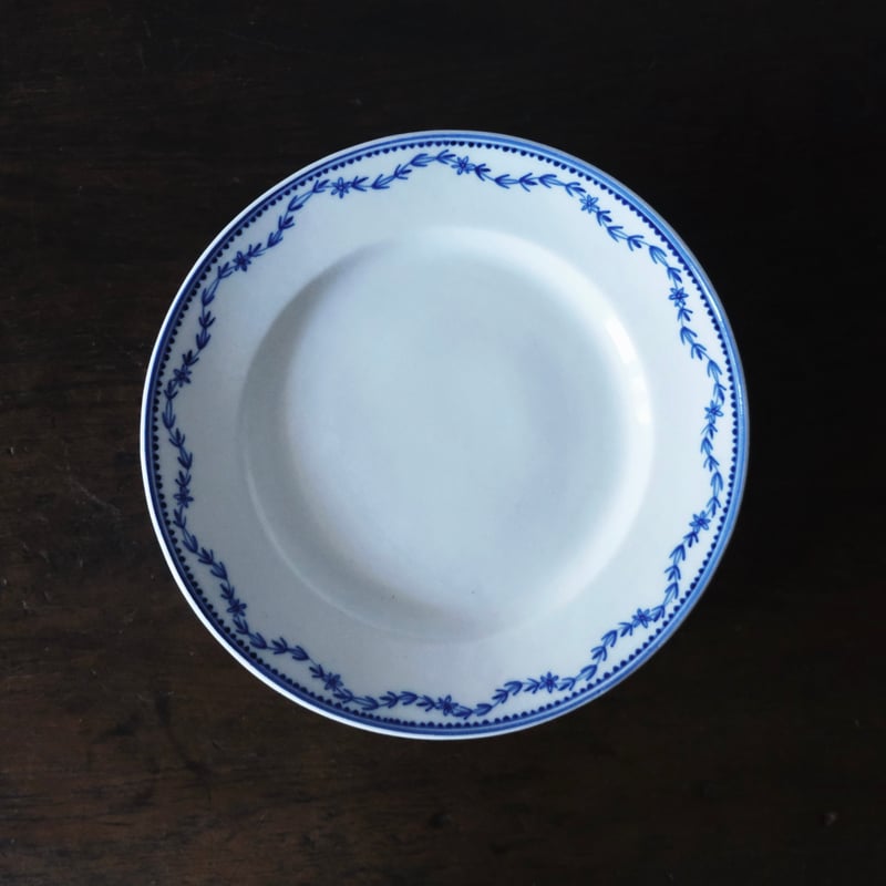 18世紀 tournai トゥルネー トルネイ 軟質磁器 平皿 ギルランド 青 φ24