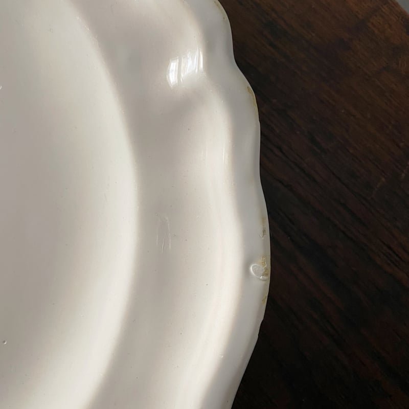 ムスティエ Moustiers 花リム 大皿 丸皿 φ31.6cm アンティーク 050151