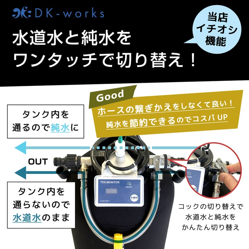 純水⇔水道水 切替付 ＆ TDSモニター付モデル 】 DK PURE WATER DEVI