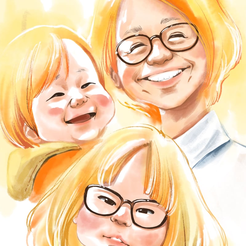 水彩画風デジタル似顔絵 | 似顔絵アーティスト ちひろshop