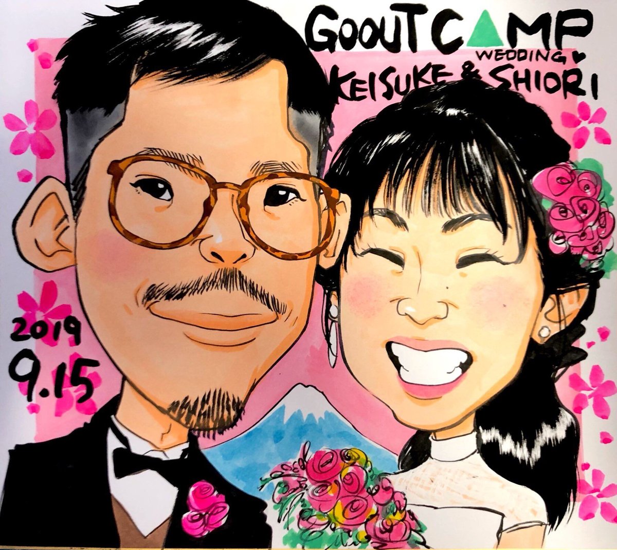 似顔絵ウェルカムボードお描きします ウェルカムボード | 似顔絵アーティスト ちひろshop
