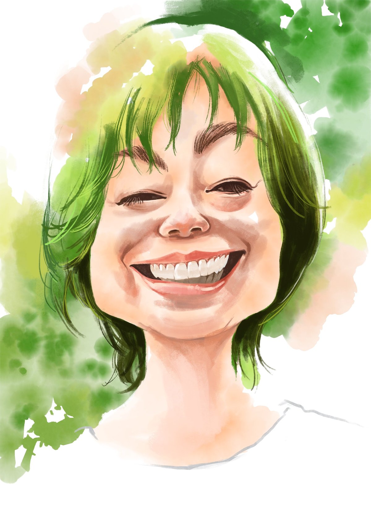 水彩画風デジタル似顔絵 | 似顔絵アーティスト ちひろshop