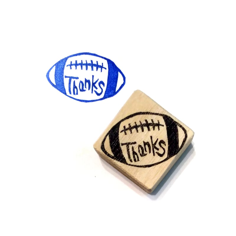 H1876.消しゴムはんこ(スタンプ)ラグビーボール Thanks | FEE