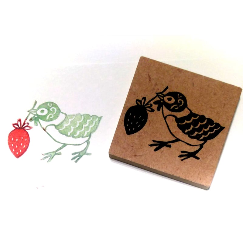 消しゴムはんこNo.84  ハリネズミといちご 消しゴムはんこNo.84 ハリネズミといちご