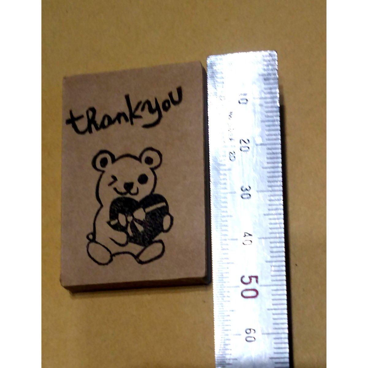 H1683.消しゴムはんこ(スタンプ)くまハート Thank You | FEE