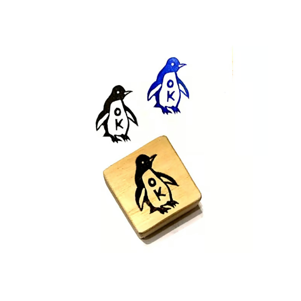 H2116.消しゴムはんこ(スタンプ)ペンギン OK | FEE