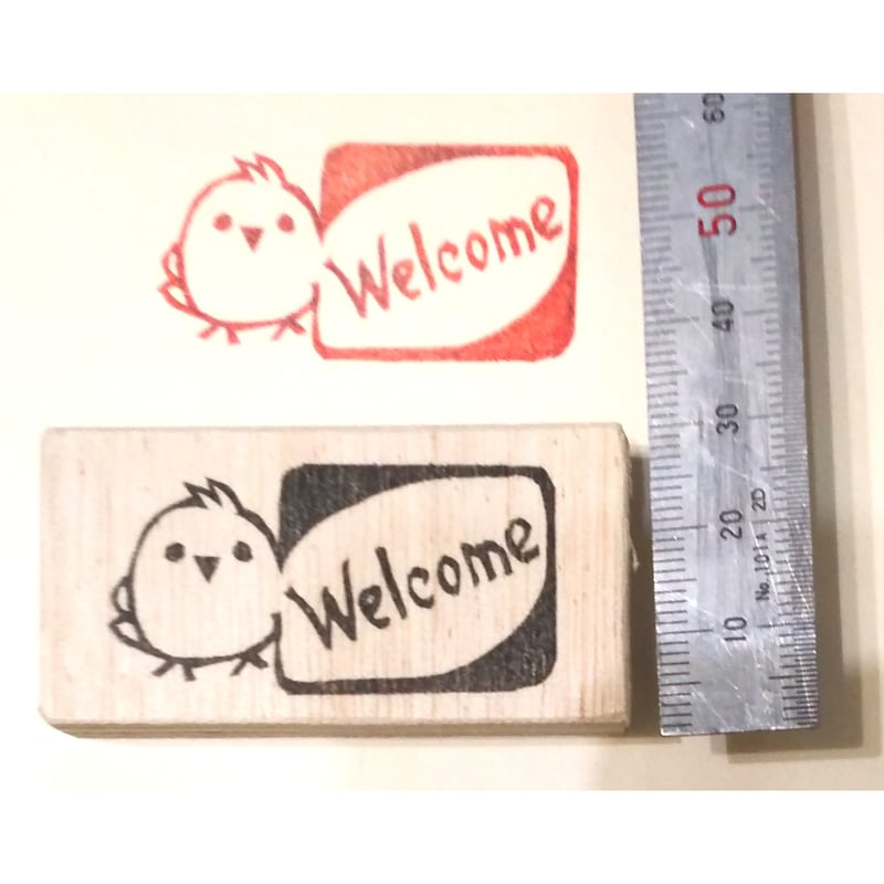 H1834.消しゴムはんこ(スタンプ)シマエナガ welcome | FEE