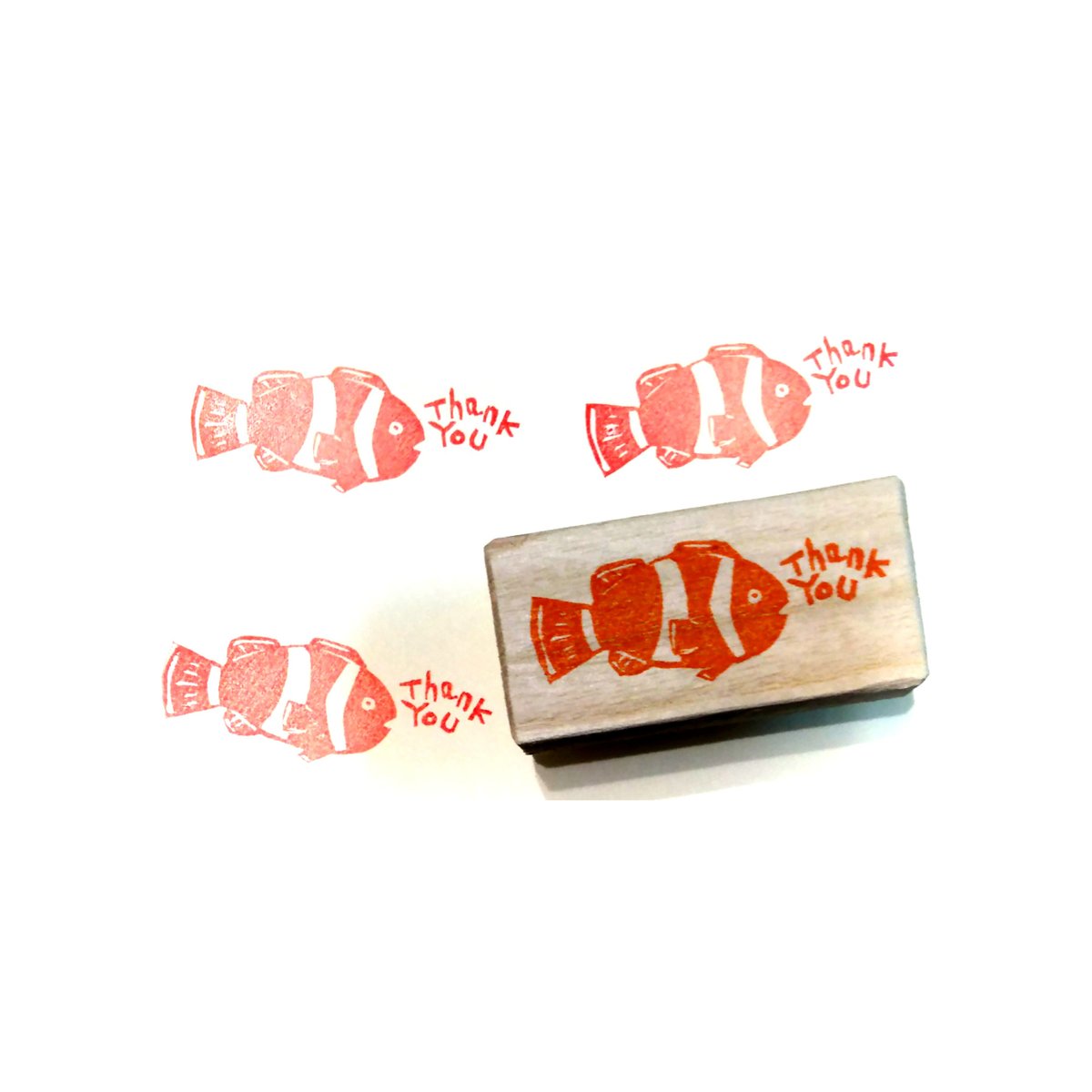 H1649.消しゴムはんこ(スタンプ)カクレクマノミ Thank You | FEE