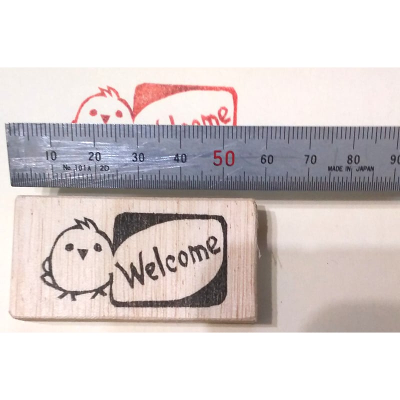 H1834.消しゴムはんこ(スタンプ)シマエナガ welcome | FEE
