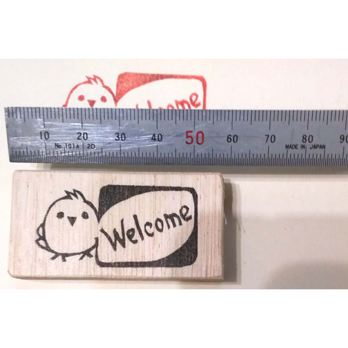 H1834.消しゴムはんこ(スタンプ)シマエナガ welcome | FEE