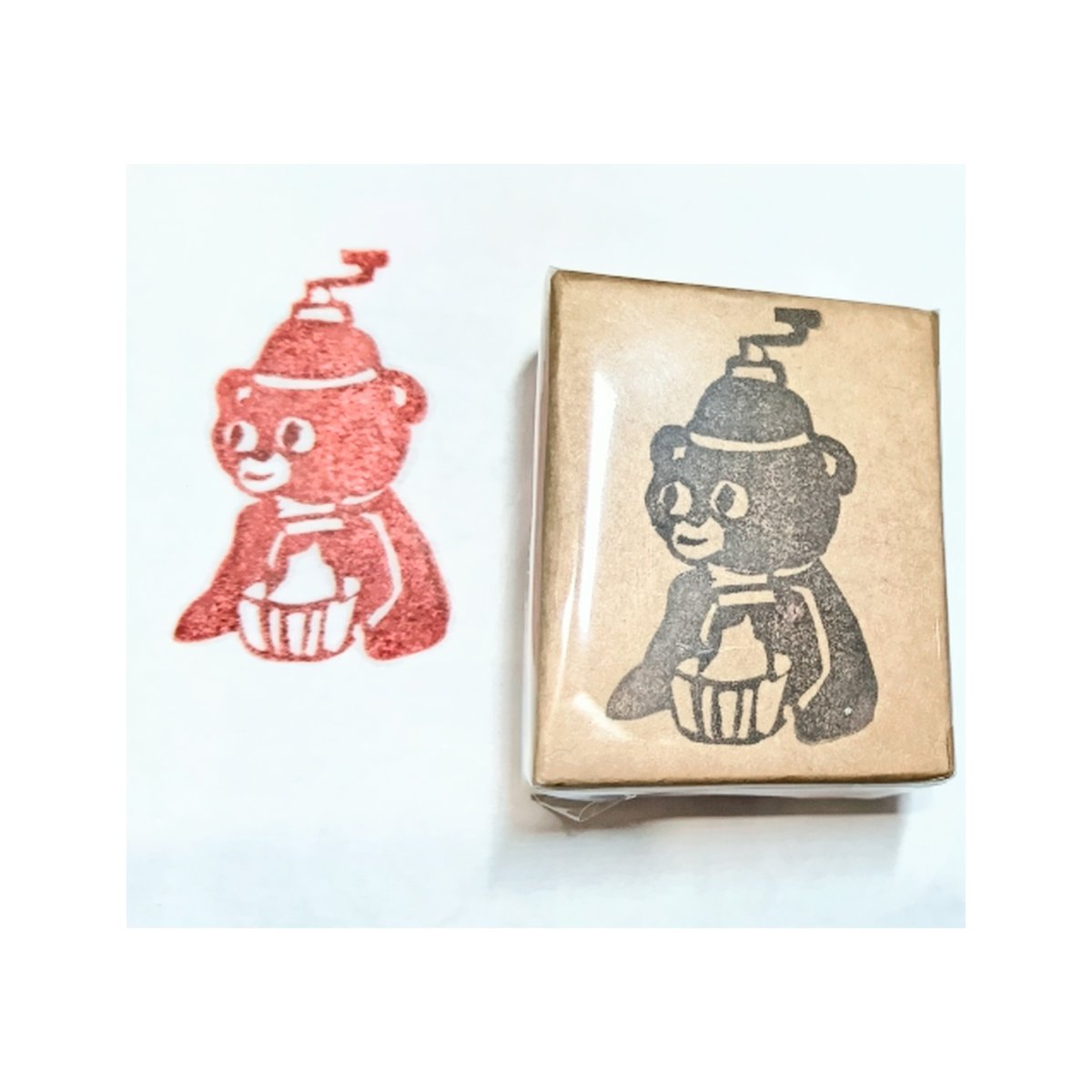 消しゴムはんこNo.111  ちびくまとちょうちょ H2374.消しゴムはんこ(スタンプ)かき氷機 きょろちゃん | FEE