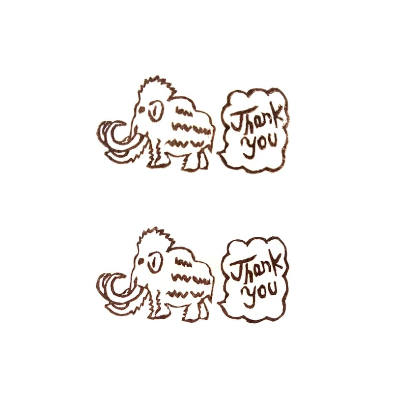 H1786.消しゴムはんこ(スタンプ)マンモス Thank You | FEE