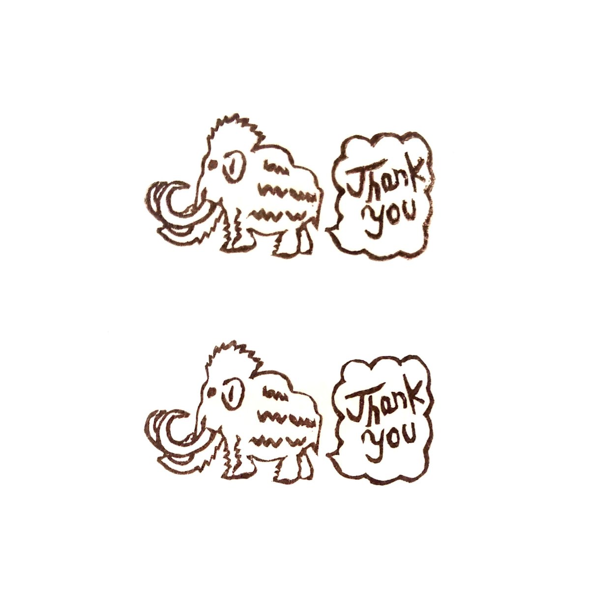 H1786.消しゴムはんこ(スタンプ)マンモス Thank You | FEE