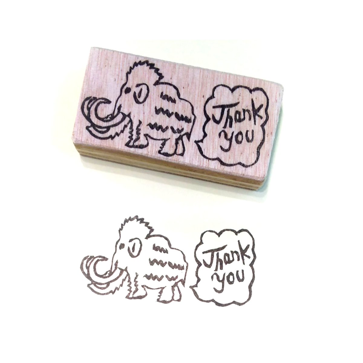 消しゴムはんこNo.292 モフモフくまちゃん thank you 消しゴムはんこNo.292 モフモフくまちゃん thank you サンキュー