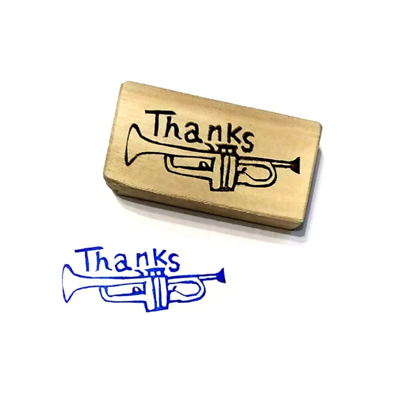 H2130.消しゴムはんこ(スタンプ)トランペット Thanks | FEE