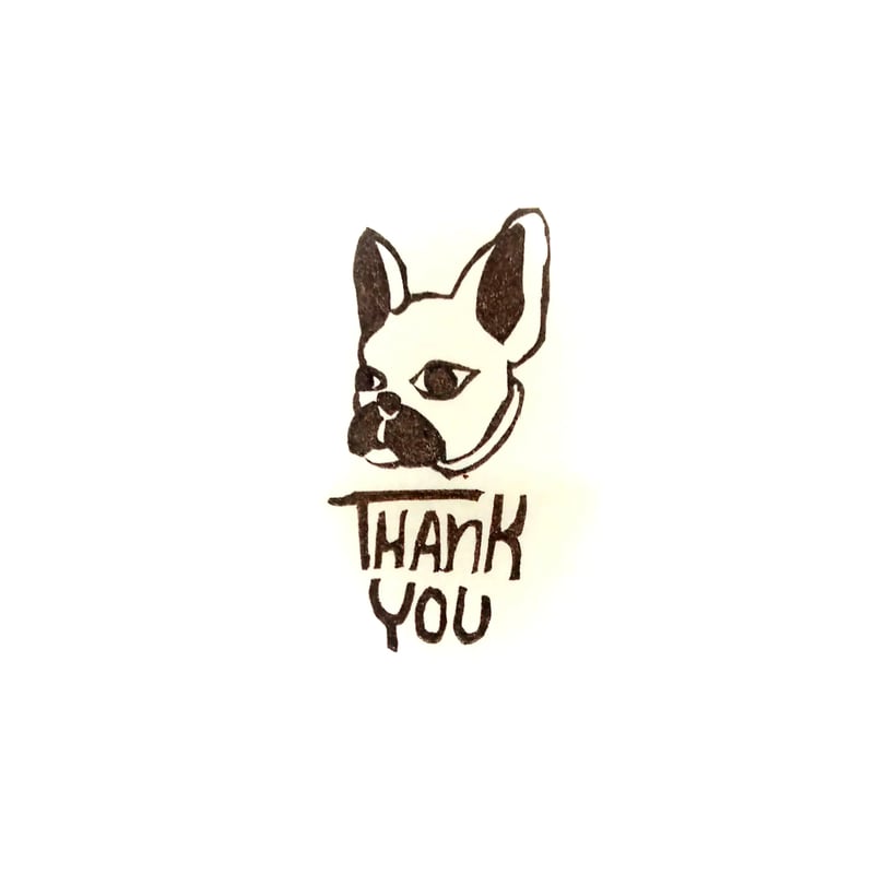 H1779.消しゴムはんこ(スタンプ)フレンチブルドッグ Thank You2 | FEE