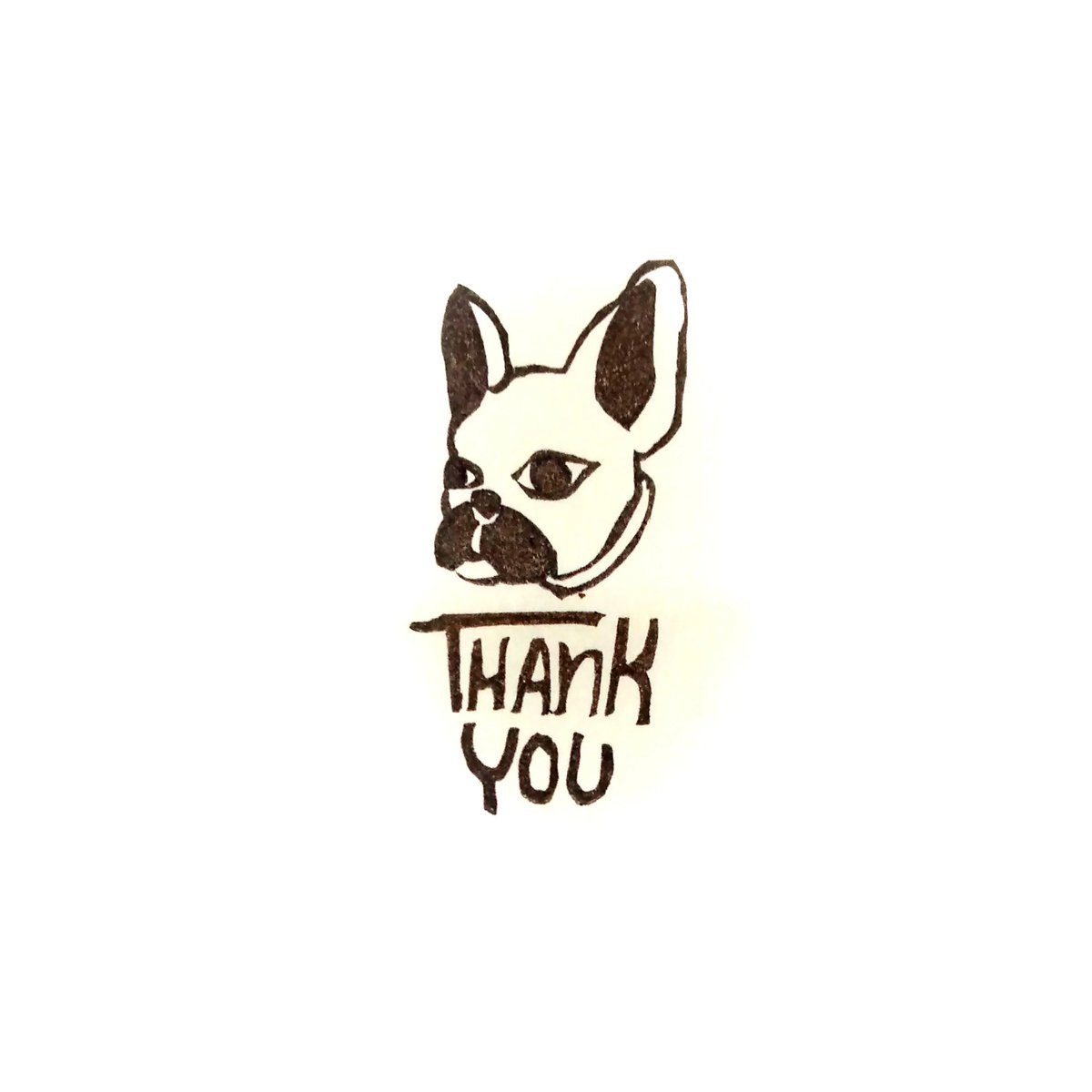 H1779.消しゴムはんこ(スタンプ)フレンチブルドッグ Thank You2 | FEE