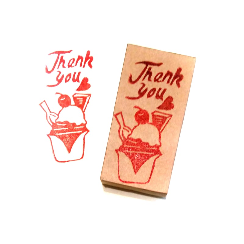 H1767.消しゴムはんこ(スタンプ)アイスクリームサンデー Thank You | FEE