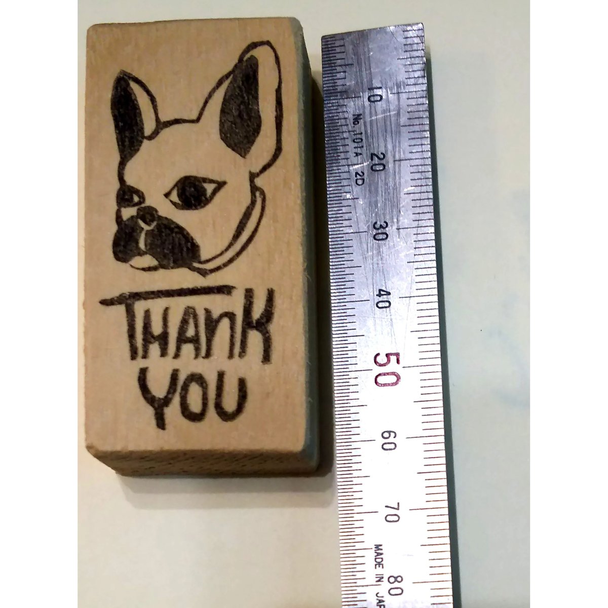 H1779.消しゴムはんこ(スタンプ)フレンチブルドッグ Thank You2 | FEE