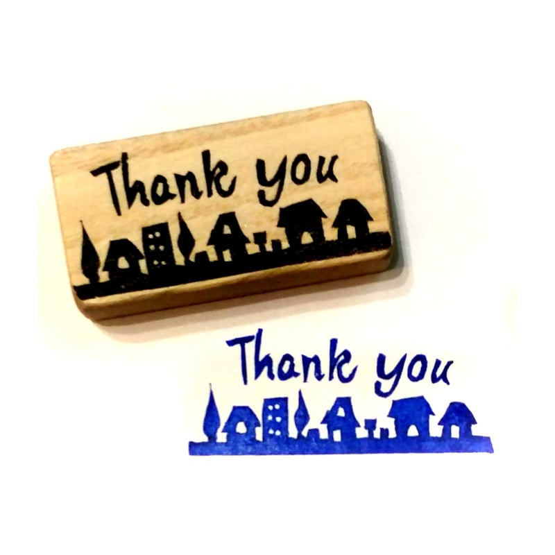 H1984.消しゴムはんこ(スタンプ)家シルエット Thank You | FEE