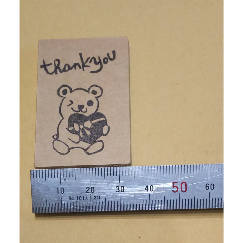 H1683.消しゴムはんこ(スタンプ)くまハート Thank You | FEE