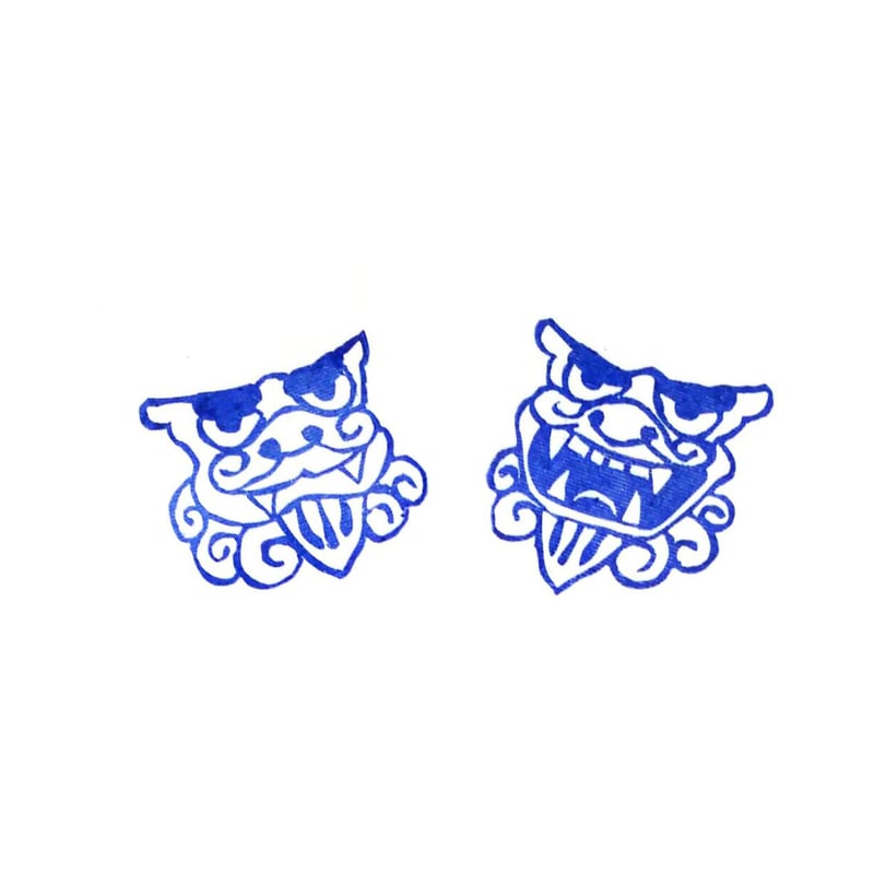 H290.消しゴムはんこ(スタンプ)シーサー 阿吽の呼吸 | FEE