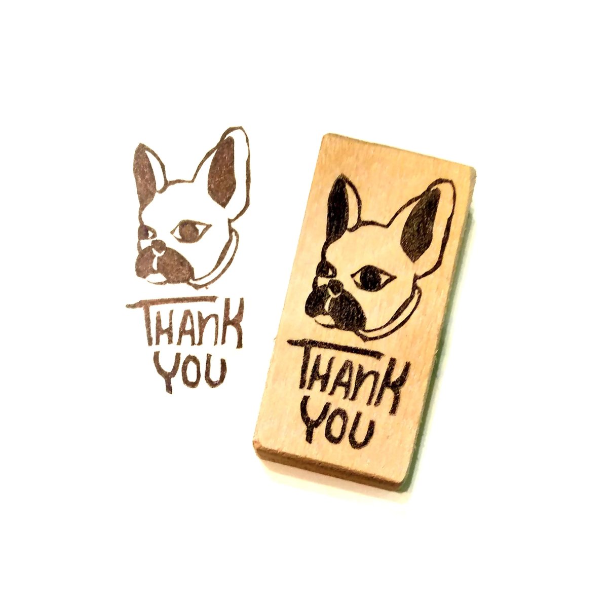 H1779.消しゴムはんこ(スタンプ)フレンチブルドッグ Thank You2 | FEE