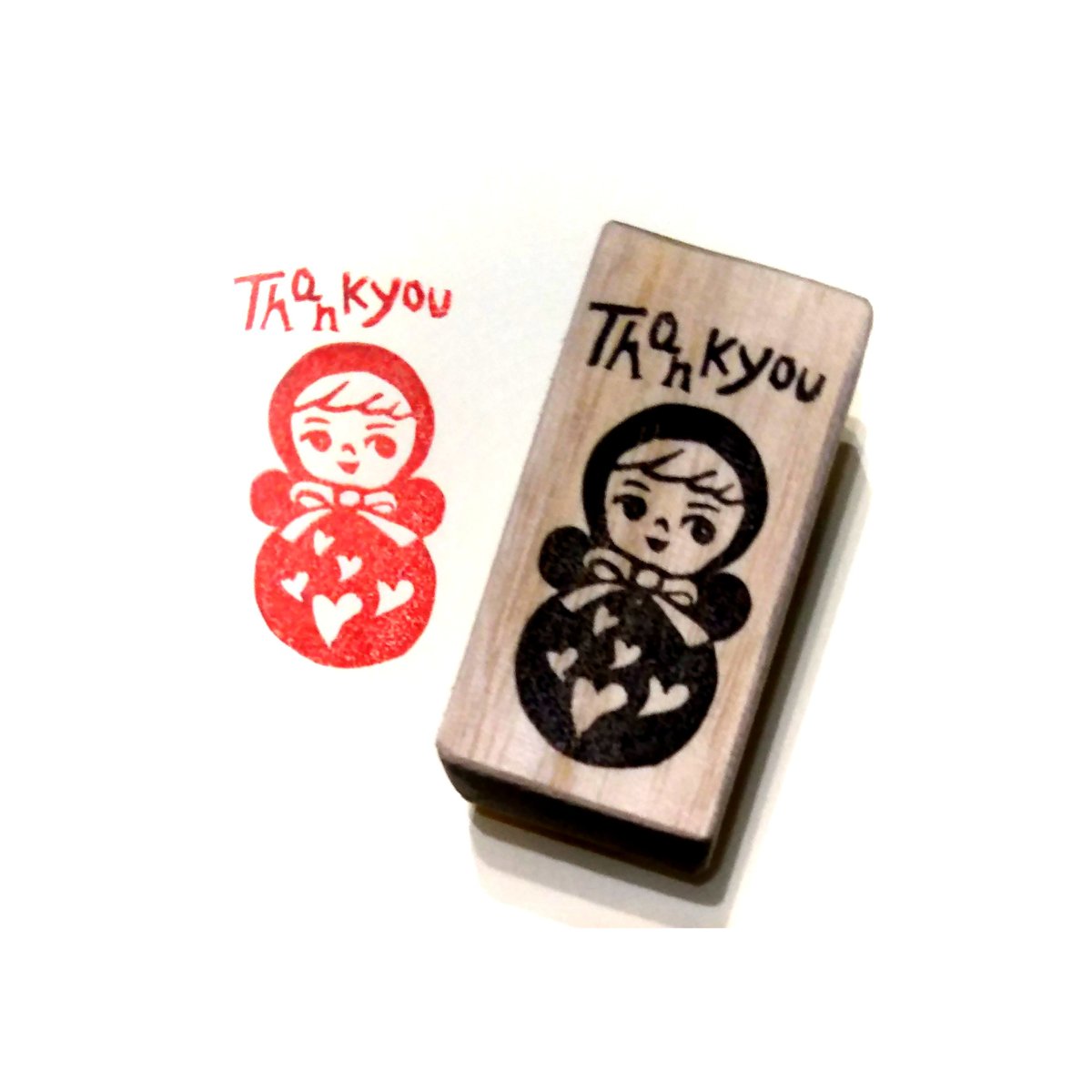 H1694.消しゴムはんこ(スタンプ)おきあがりポロンちゃん Thank You | FEE