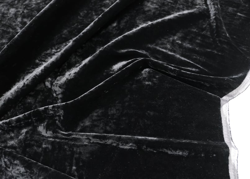 カット済みアウトレット品】ジョーゼットベルベット（ブラック）緯糸