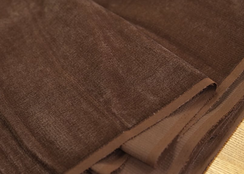 アウトレット品 1m切売】46:ストレッチベルベット（ブラウン）82cm
