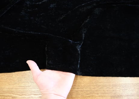 【アウトレット品 1m切売】56:レーヨンベルベット ナチュラルクラッシュ（ブラック）92cm