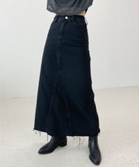 カットオフ デニムロングスカート