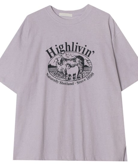 High livin' ロゴプリントTシャツ