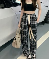 チェックルーズワイドパンツ